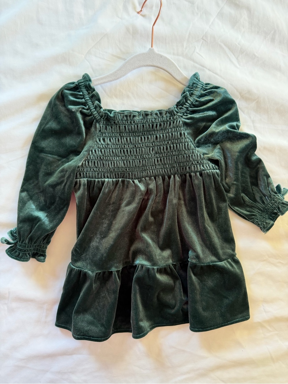 Velvet Christmas green holiday dress size 6-12m